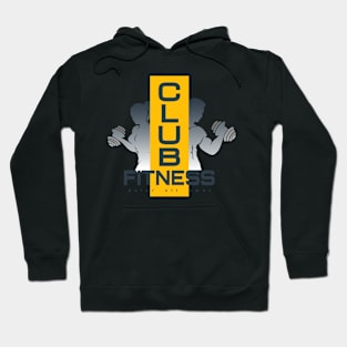Fitness Club Emblem with Silhouettes of Training People. Hoodie